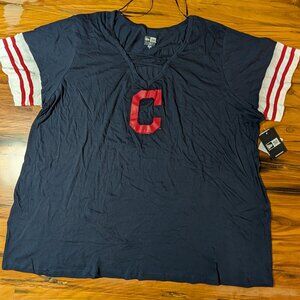 NWT New Era Cleveland Guardians Blue Women's V-Neck T-Shirt 4XL (XXXXL)